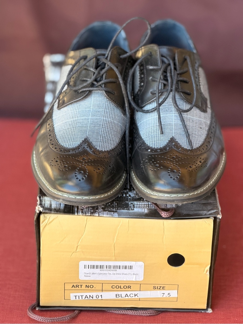 Titan Black and Gray Wingtip Brogue Oxfords